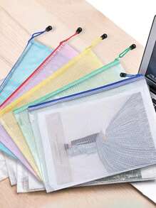 1/2/4/8Pcs Portable Zipper File Bag Transparent Single-Layer Mesh Student Test Paper Data Storage Bag Office Files Stationery (A4 A5 B5)