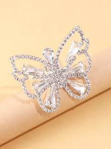 1 Stück eleganter Schmetterlings-Design Strass Insekten-Ring, vielseitiges Accessoire