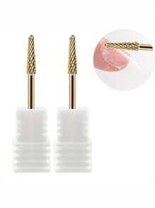 1pc Gold-Plated Tungsten Steel Small Umbrella Nail Grinding Heads For Pre-Treatment, Nail Removal, And Dead Skin Removal.