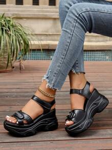 2025 Summer New Thick Sole Platform Women Sandals, Fashion Versatile Casual Women Sandals, High Heel Women Sandals, Outdoor Beach Women Sandals, Campus Student Women Shoes, Black And White Sandals