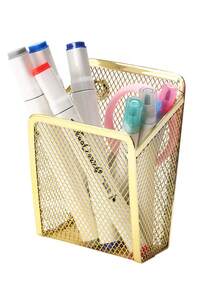 Magnetic Mesh Pen Holder 1 Basket,Metal Iron Mesh Pen Holder,  Square Minimalist Clutter Storage Iron Magnetic Pen Holder,  Powerful Magnet For Whiteboard, Refrigerator And Locker, For Office Literature And Creativity ,Magnet Adsorption, Organise Markers, Pens, Pencils, Refrigerator, Whiteboard, Locker Accessories - Multicolor - View 9