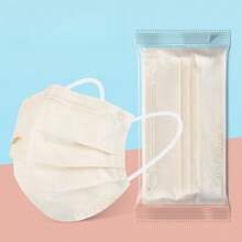 50pcs Flat Macaron 3-Ply Disposable Cute Printed High-Quality Face Masks, 5 Color Options, Lightweight For Summer