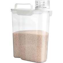 Rice Storage Container, 5 To 10lb Dry Food Airtight Dispenser, Pet Dog Cat Food Canister, Free Clear Plastic Kitchen And Pantry Bin For Oatmeal, Cereal, Pasta, Flour Pack Of 2 Grey - 6公升/白色 - 查看 1