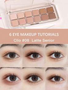 Clio 专业眼影盘 Air 08 拿铁色系，空气感奶油质地，炫彩渐变技术，蕴含星光微粒，冷灰玫瑰钻石色，暖琥珀糖霜色，焦糖栗子星云色，便携式派对必备，韩式彩妆，7.2克/0.25盎司