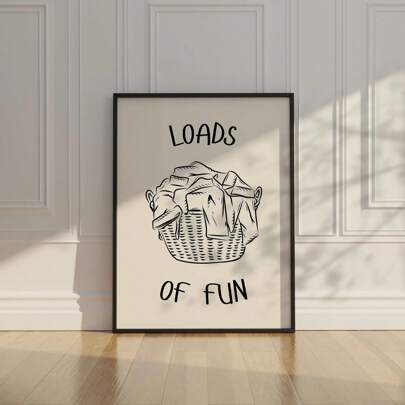 1pc, Canvas Hanging, Framed, Waterproof, Easy To Hang, Wall Arts, Laundry Themed Wall Art, Bathroom Text Decor, Minimalist Prints, Laundry Quotes, Playful Housework Decor, Neutral Toned Bathroom Decor, Modern Laundry Room Gallery Set, Crumpled Clothes Pattern Art, Cream And Black Contrast Decor, Small Space Laundry Art, Whimsical Phrase Wall Decor, Cozy Utility Room Decor, Minimalist Bathroom Gallery Art.