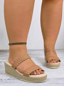 Women's Vacation Platform Sandals Single Strap Bottom Wedge Wide Fit Sandals