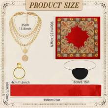 5pcs Pirate Costume Accessories Set - Pirate Party Style Decor, Including Pirate Hijab, Belt, Necklace, Eye Mask And Earrings, Perfect For Halloween, Pirate Navy-Themed Parties, Pirates Of The Caribbean,For Halloween Party Dressing Up