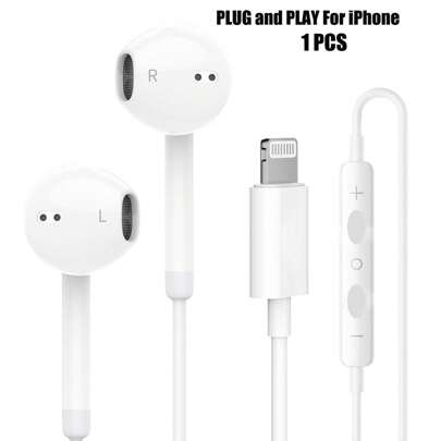 XASMA سماعات رأس سلكية للأذن متوافقة مع منفذ Lightning ل- /iPad ، لا تحتاج إلى بلوتوث