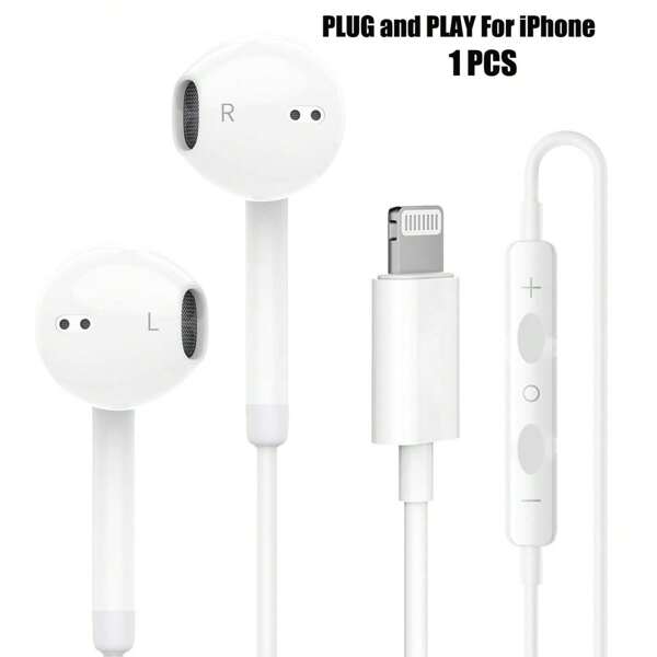 XASMA Plug And Play For IPhone Wired Headphones In-Ear Earbuds Earphones Compatible With For Iphone/Ipad Lightning Port Not Need Bluetooth