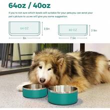 Stainless Steel Dog Bowls For Large Dogs,Dog Food Water Bowls With Non Slip Rubber Bottom,Pet Feeding Bowl,Double Wall Insulated,Rustproof(64oz,Blue)-Yl - 綠色 - 查看 5