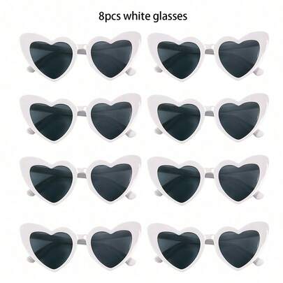 8PCS Heart Shaped Sunglasses For Wedding Party And Daily Travel Decoration (A Little Scratch, Please Do Not Order)