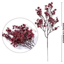1PC/6PCS Artificial Flower Bouquet Babysbreath Wedding Decoration, Fake Plants Room Decor Fall Decor Fake Flowers Garden Autumn Decor Centerpieces Home Vase Decoration, Dining Room, Bedroom, Bathroom Decoration, Valentine's Day, New Year Decoration, Outdoor Garden Flower Arrangement, Shooting Props, Windowsill Flower Arrangement - Burgundy - View 2