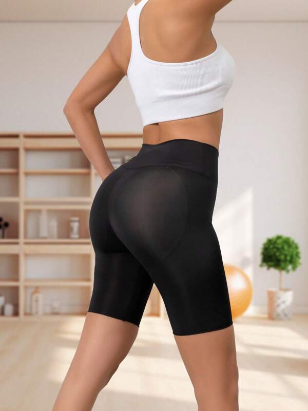 Seamless Ice Silk Shorts For Women, High Waist Slimming Anti-Chafing Yoga Shorts, Summer Thin Leggings