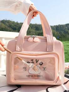 1 件卡哇伊图案保温午餐手提袋、大容量储物袋、便携式视觉化妆手提包和化妆品储物袋、男女通用大容量午餐袋、新型可重复使用保温袋、户外包、拉链袋、带手柄的彩色储物袋、适合返校、节日、周年纪念日、2025 年春/初夏的礼物。、珠宝盒、小袋、化妆刷架、刷子架、香水收纳袋、小袋 - 彩色 - 查看 8