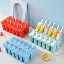 自制冰棒模具，10 腔无 BPA 硅胶冰棒机，含 50 根冰棒、100 个冰袋、10 根可重复使用的冰棒、漏斗、刷子 - 彩色 - 查看 4