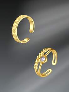 CIZME 2Pcs Gold/Silver Adjustable Toe Rings Beach Foot Jewelry For Women Open Toe Ring CZ Flower Love Toe Rings