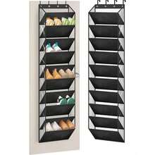 Over The Door Shoe Organizer For Closet, 10 Tier Large Capacity Shoe Organizer Holder With 4 Metal Hooks, Hanging Shoe Rack Fit 20 Pairs Shoe - Black - View 5