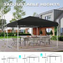 10x10 Heavy Duty Pop Up Canopy- Outdoor Canopy Tent With Portable Bag - 3 Adjustable Height, 4 Weight Bags, 8 Stakes & 4 Guy Ropes Included  10x10 Pop Up Canopy Tent, Outdoor Canopy Tent With 3 Adjustable Height, Easy Set Up Canopy With 4 Sandbags & Carrying Bag For Camping, Parties,Outdoor Events - Black - View 4