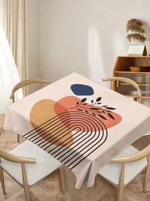 1 pièce Nappe de style bohème avec imprimé géométrique, nappe rectangulaire/ronde moderne en polyester imperméable, avec impression numérique, convient pour le salon, la maison, la table de repas extérieure, la petite table ronde
