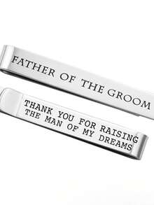 1pc Men's Groom Best Man Wedding Tie Clip "I LOVE YOU", Cufflink & Tie Clip Set, Suitable For Men's Formal Wear Valentines,Mom,Mother,Mother's Day,Gift - Silver - View 21