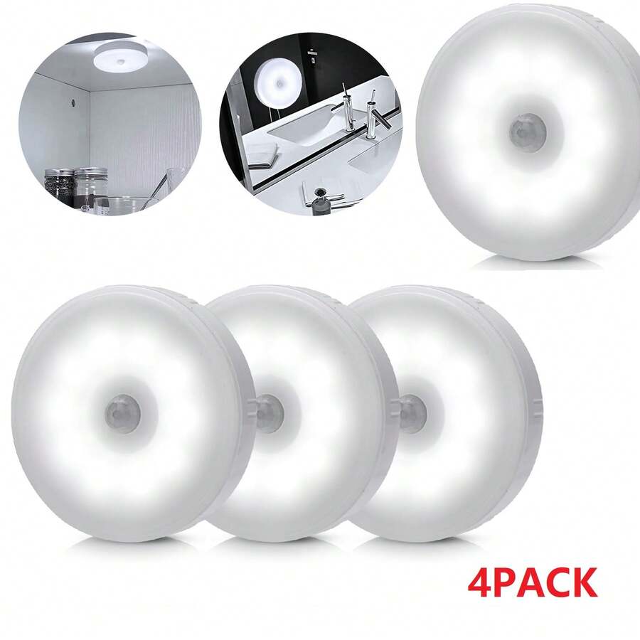 Motion Sensor Night Light Rechargeable 4 Pack LED Night Lights, Dusk To Dawn Motion Sensor - 4PCS - 查看 1