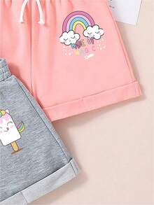 3pcs/Pack Young Girl Cartoon Pattern Printed Shorts - Multicolor - View 5