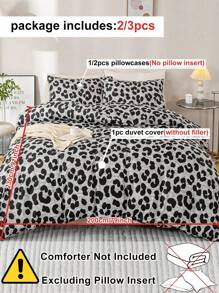 Juego de funda nórdica de 2 o 3 piezas con estampado de leopardo en poliéster, juego de ropa de cama moderno y llamativo para todas las estaciones, suave y transpirable, lavable a máquina (1 funda nórdica + 1 o 2 fundas de almohada, sin relleno)