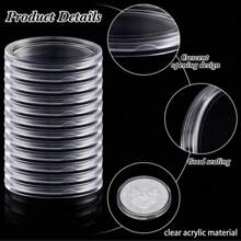 50pcs Commemorative Coin Protector Display Cases, Transparent Plastic Coin Holders, Coin Collection Storage Boxes
