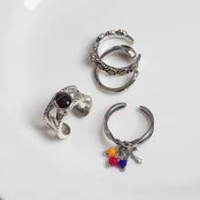 4pcs Adjustable Open Ring Set, Suitable For Couples Or Individual Wear, Fashion Jewelry, Best Friends/Sisters Gift