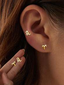 1PC 925 Sterling Silver 12 Constellation Earrings Cartilage Earrings Threaded Silver Helix Piercing Jewelry For Women Men - Constellation - View 4