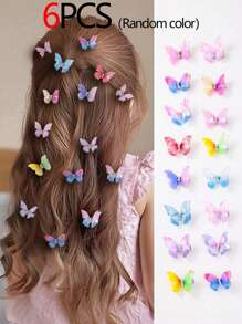 24/18/12/6 buc agrafe de păr cu stras fluture din organza cu gradient de culoare aleatorie pentru femei, accesorii de păr drăguțe pentru prințesă, agrafe cu gheare, agrafe de păr, chestii școlare