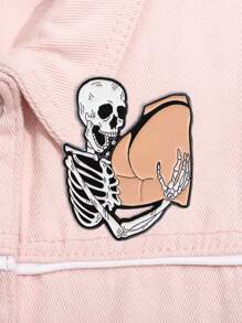1PC Funny Skeleton Enamel Pin Humorous Brooch Pines Lapel Pins Badge On Backpack Clothing Accessories Jewelry Gifts