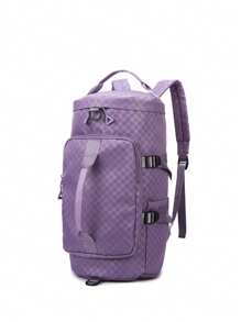 Spacious Solid Color Sports Backpack - Durable And Fashionable Travel Storage - Portable, Multifunctional And Unisex, Square Pattern Design, Suitable For Gym, Travel And Daily Use Bag For School School Accessories School Stuff