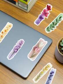 SCXXBSW 50pcs Watercolor Plant Brushwork Cartoon Graffiti Stickers Decorative Handbooks Water Cups Notebook Luggage Waterproof Stickers - متعدد الألوان - مشاهدة 10