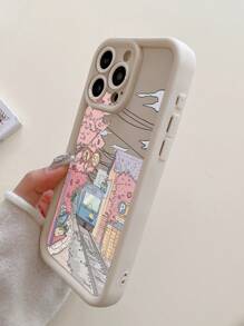 1 Stück Schutzhülle für Handy mit Zug- und Kirschblüten-Muster, mit präzisem Kameraausschnitt, dick und haltbar, kompatibel mit Apple 11 Pro Max, 12 Pro Max, 13 Pro Max, 14 Pro Max, 15 Pro Max, 16 Plus, 16 Pro Max, 16E, Galaxy A55, A15, S24 Ultra, Redmi, OPPO, Realme, VIVO, Infinix, Honor, MOTO, One Plus