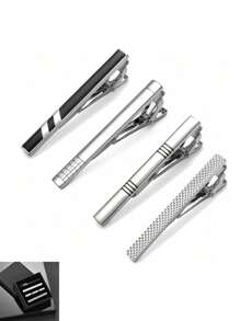 1/4 PCS Tie Tack Pins Tie Clips For Men Father's Day/Valentine's Day Gift Silver Necktie Bar Pinch Clip Set 2.3 Inch Metal Clasps Business Professional Fashion Designs