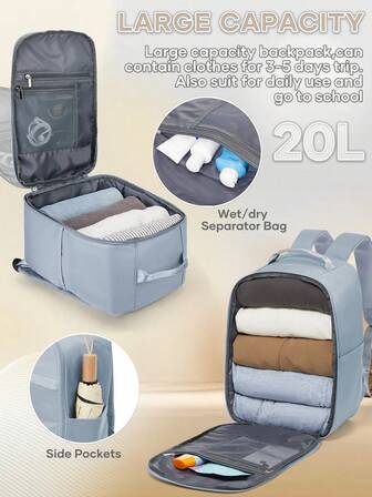 Small Travel Backpack Ryanair Personal Item 40x20x25 Cabin Bag, 20L Carry On Luggage Underseat Airline Approved Weekender Bag Flight Approved Carry On Backpack Overnight Weekender Bag College Bookbag For Business, Work, Traveling, School Backpack Work Bags For Travel Fits 15.6 Inch Laptop Backpack For Men Women Business Work Bag Back-To-School Season