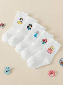 5 Paar Disney Prinzessin Motiv Kinder Knöchelsocken, ganzjährig