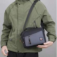 Large Capacity Men's Crossbody Bag For Notebook And Work - Xám - Xem 2