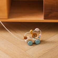 Baby Holz Zieh Perlen Löwe Spielzeug, frühkindliche Lernentwicklung, trainiert die Koordination zwischen Händen und Gehirn