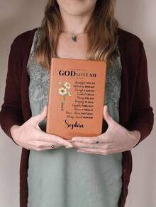 Personalized Prayer Journal Christian Gift For Women God Says I Am Positive Affirmations Leather Notebook Graduation Christmas Birthday Gift,School Supplies,Back To School,Christmas Gift Supplies - Multicolor - View 4