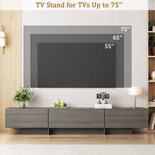 Soporte de TV moderno de 76,4'' para 55/65/75 pulgadas, consola de TV larga con gabinete, centro de entretenimiento moderno con almacenamiento, consola multimedia, mesa para televisor para sala de estar, dormitorio - Gris - Ver 7