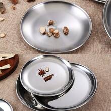 Stainless Steel Plates Set Of 2 Metal Dishes Dinner Tray 5.5 Inch For Snack,Nut, Candy,Camping Plate, Shatterproof Dishwasher Safe - 8 inci - View 4