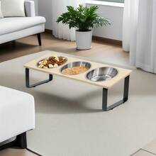 Bát ăn nâng cao cho thú cưng với 3 bát bằng thép không gỉ, thiết kế nghiêng 15° để ngăn nôn mửa, bát đựng thức ăn và nước phù hợp cho mèo và chó nhỏ - màu nâu - Xem 3