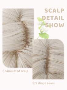 1 Piece Synthetic Heat Resistant Curly Bangs Wig Blonde 28 Inch Full Weave Everyday Natural Realistic Wig.