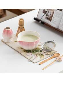 Summer Cherry Blossom Pink Matcha Tea Set, Includes Bamboo Tea Brush + Imitation Song Dynasty Tea Utensil, 8pcs Gift Box Set, Essential For Tea Lovers, Tea Ceremony Tools, Japanese Tea Ware Back To School
