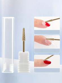 1pc Gold-Plated Tungsten Steel Small Umbrella Nail Grinding Heads For Pre-Treatment, Nail Removal, And Dead Skin Removal.