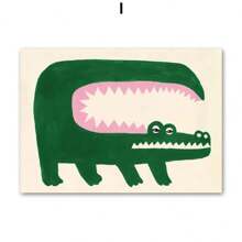 1 pièce Cadeau Moderne Peinture sur canevas Affiche Impression Abstrait Lignes Colorées Vie Canapé Fauteuil Poissons Crocodiles pour Décoration Murale Salon Maison, Cadre en option