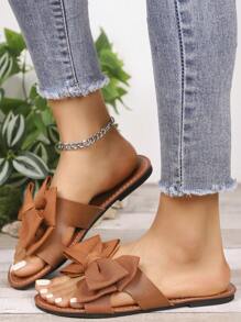Bailarinas con lazo, flor y suela antideslizante para mujer, de estilo casual y sencillo, adecuadas para primavera/verano, versátiles para usar en casa, exterior, viajes, escuela, playa, romano