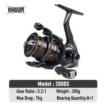 Kingdom Micro Fly Pro Reel Spinning Fishing Reel 160g Utra Light 8+1 Bearings 8KG Max Drag 5.2:1 Gear Ratio Fishing Reel - Black - View 15